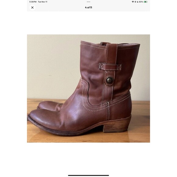 Frye Carson Shortie Boots Womens 7.5 B Brown Leather Western Pull Up Shoes 76460 - Picture 4 of 11